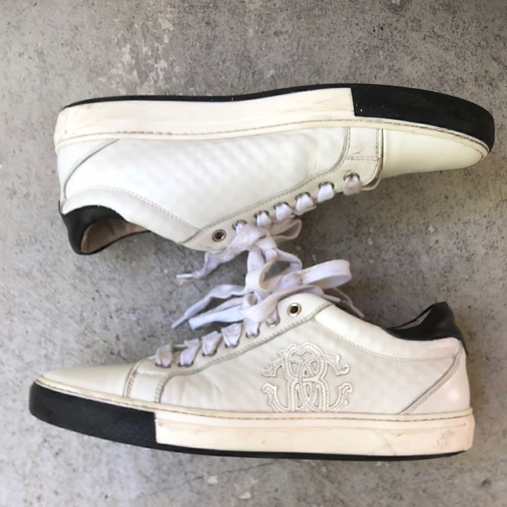Roberto Cavalli leather embossed sneakers